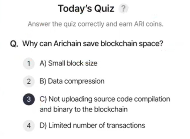 Screenshot 2025-02-15 061130 ARI Wallet Daily Quiz Answer 15 February 2025 (AriChain)