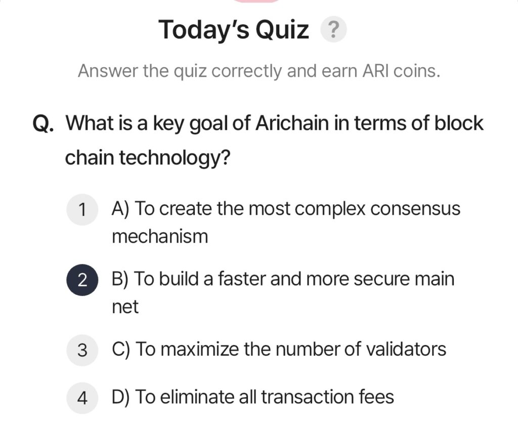Screenshot ARI Wallet Daily Quiz Answer 3 May 2025 (AriChain)