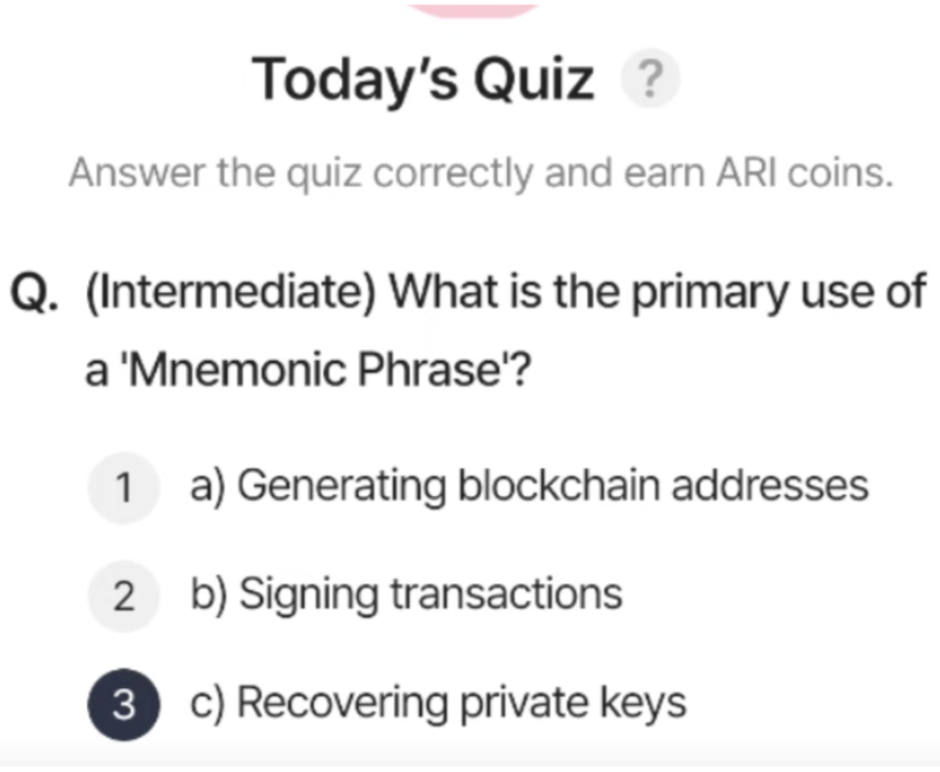 Screenshot 2025-08-31 at 5.25.30 AM ARI Wallet Daily Quiz Answer 31 August 2025 (AriChain)
