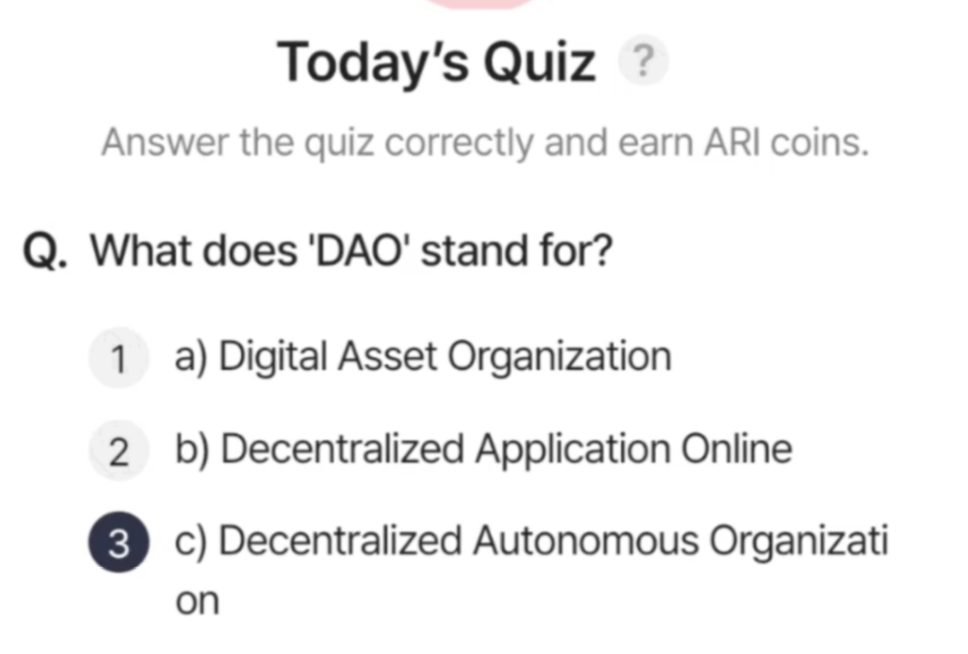 Screenshot 2025-09-13 at 5.23.15 AM ARI Wallet Daily Quiz Answer 13 September 2025 (AriChain)