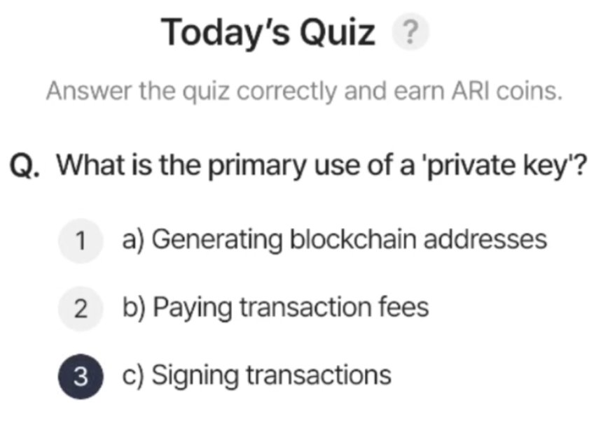 ARI Wallet Daily Quiz Answer 16 September 2025 (AriChain)