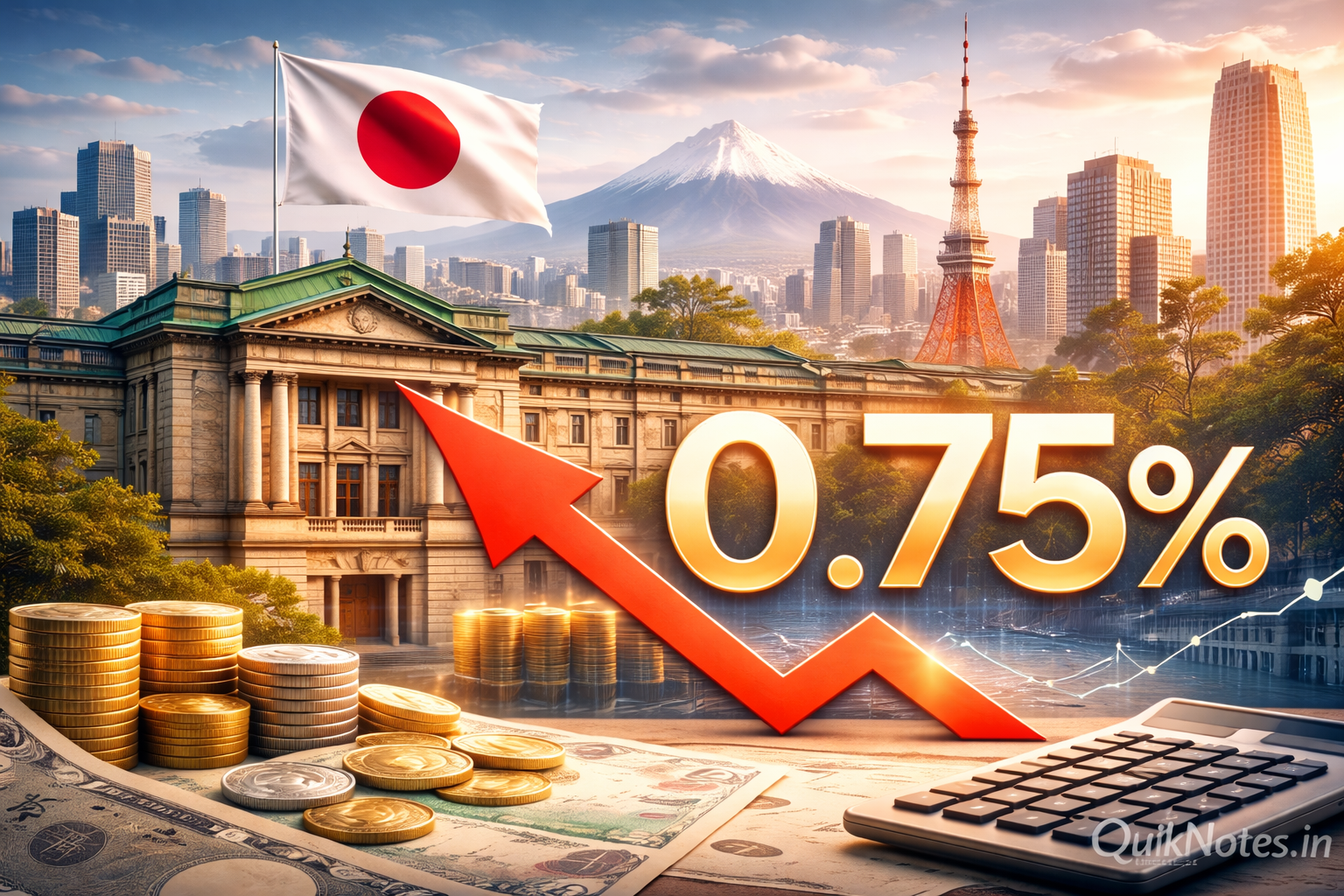 Bank of Japan Raises Benchmark Interest Rate to 0.75%, Highest in 30 Years