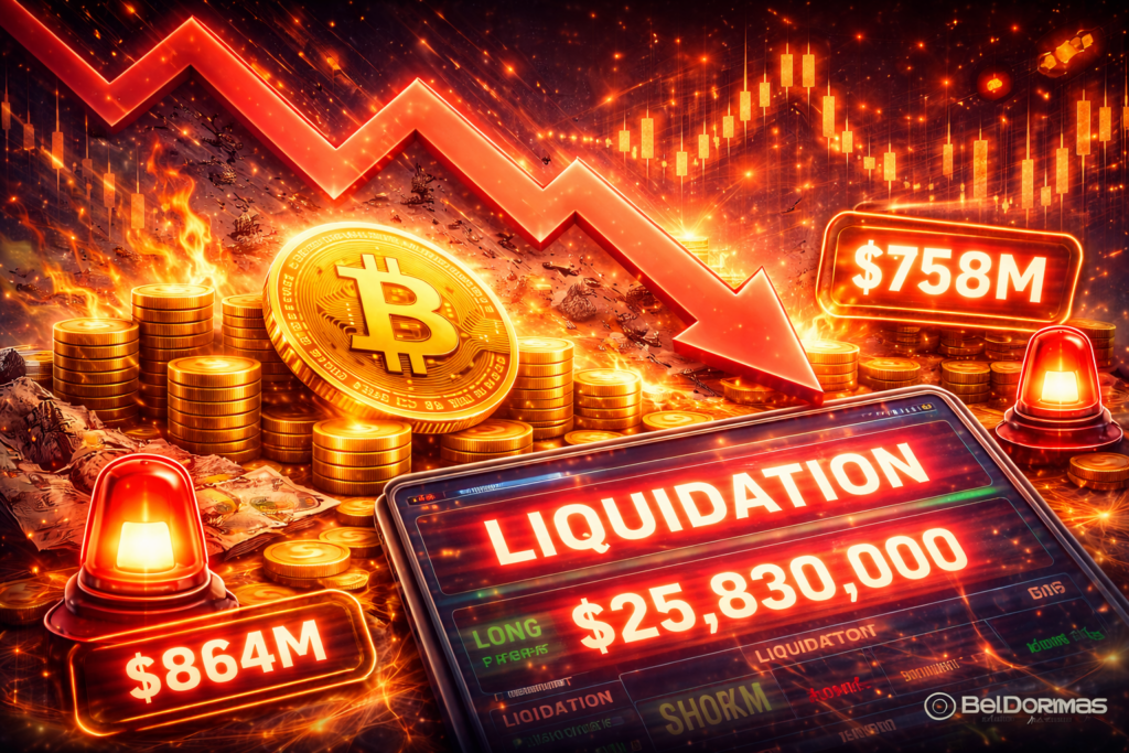 Crypto Market Sees Major Liquidations: $758M in 4-Hour Swing, $864M in 24 Hours, Hyperliquid Order Tops $25M