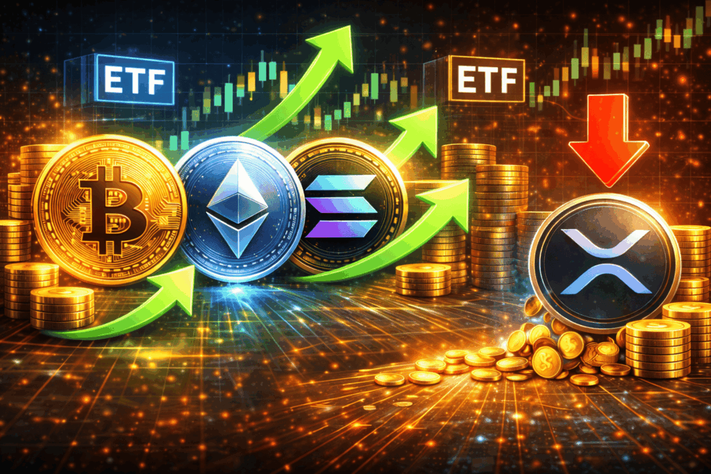 Bitcoin, Ethereum, and Solana Spot ETFs Record Weekly Inflows While XRP ETFs See Outflows