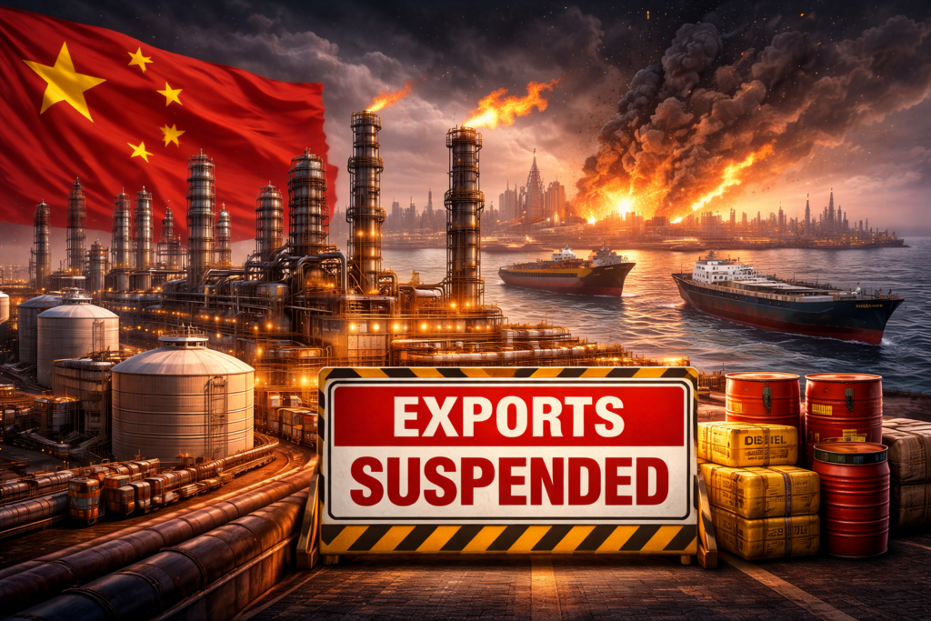 China Orders Major Oil Refiners to Suspend Diesel and Gasoline Exports Amid Persian Gulf Disruptions
