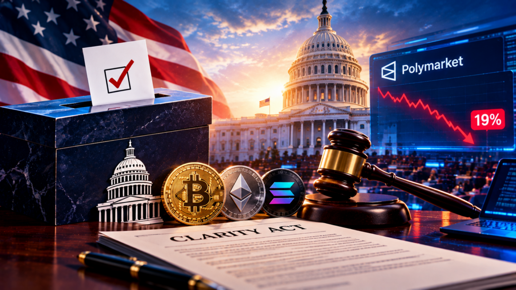 CLARITY Act Senate Vote Today: Polymarket Odds Fall to 19%